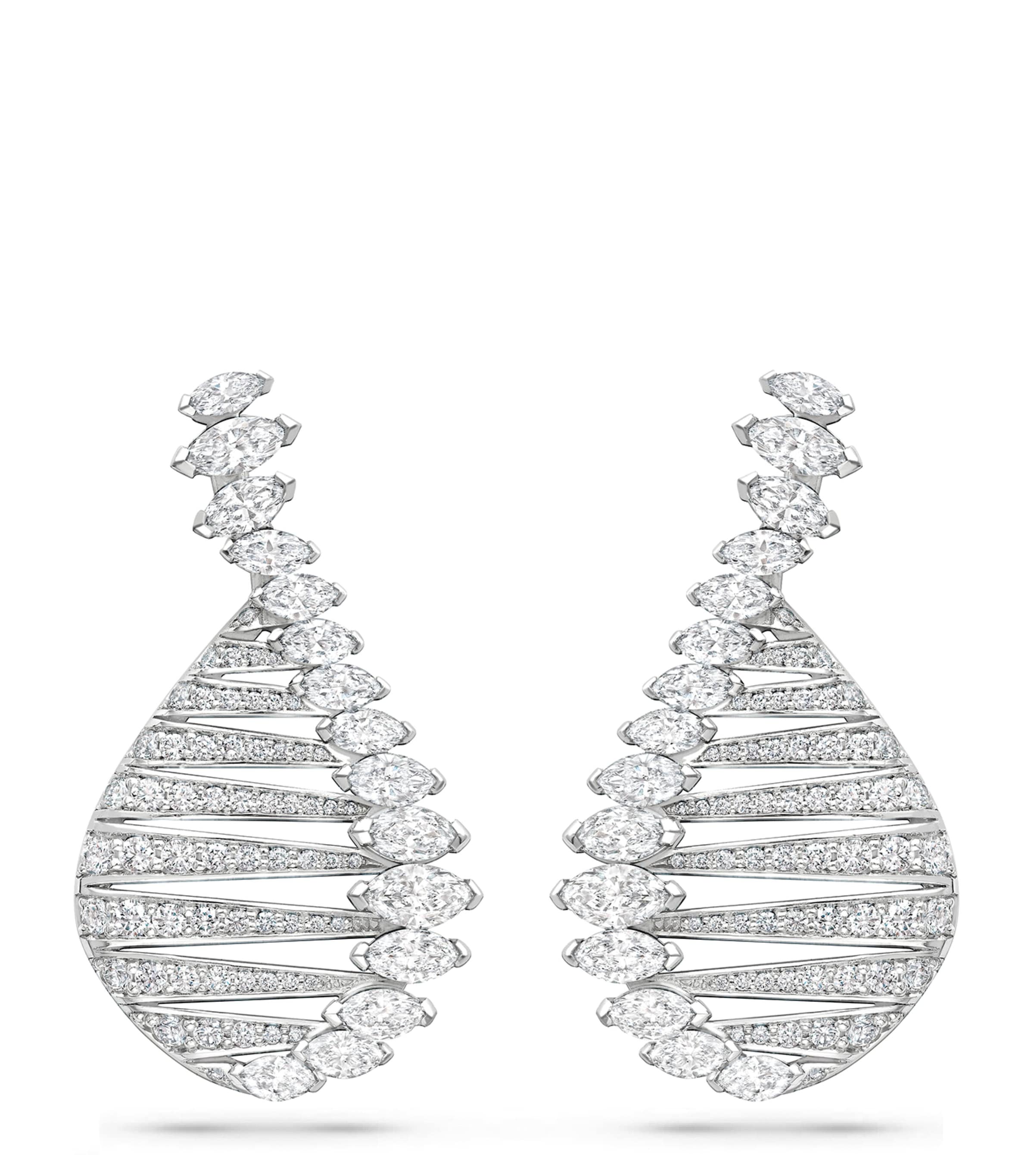 Boodles Platinum And Diamond Play Of Light Drop Earrings In Silver