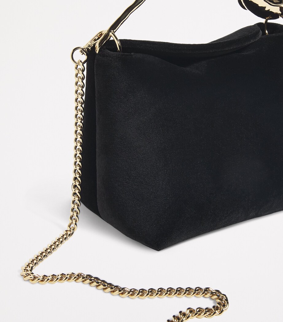Mini Velvet Bloom Top-Handle Bag BLACK Image 6