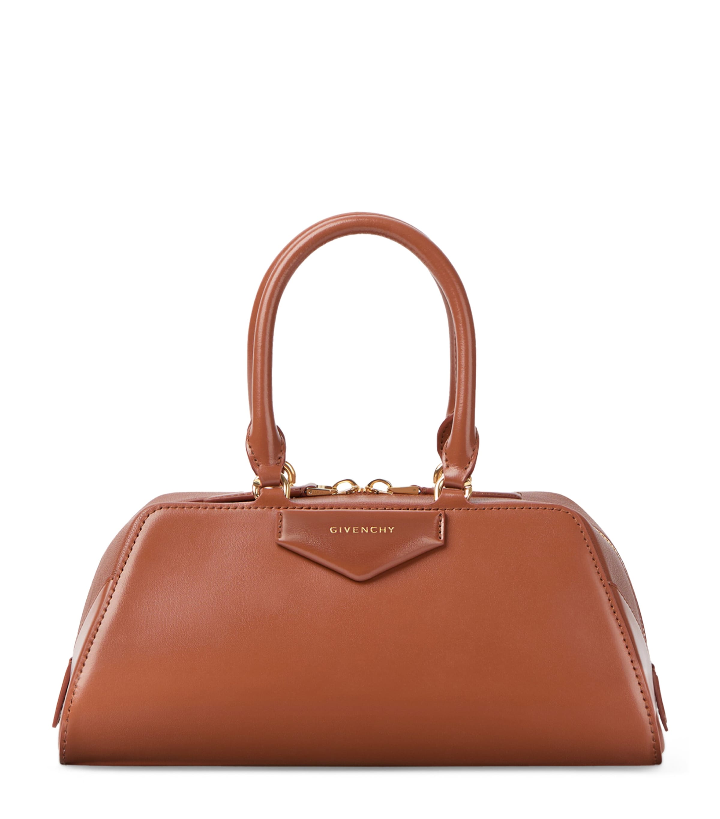 Small Leather Antigona East-West Top-Handle Bag CARAMEL BROWN Image 1