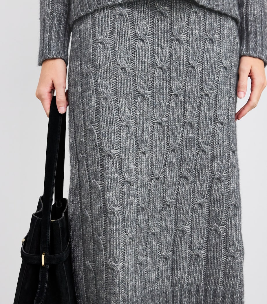 Cotton-Alpaca-Wool Midi Skirt DARK GREY Image 6