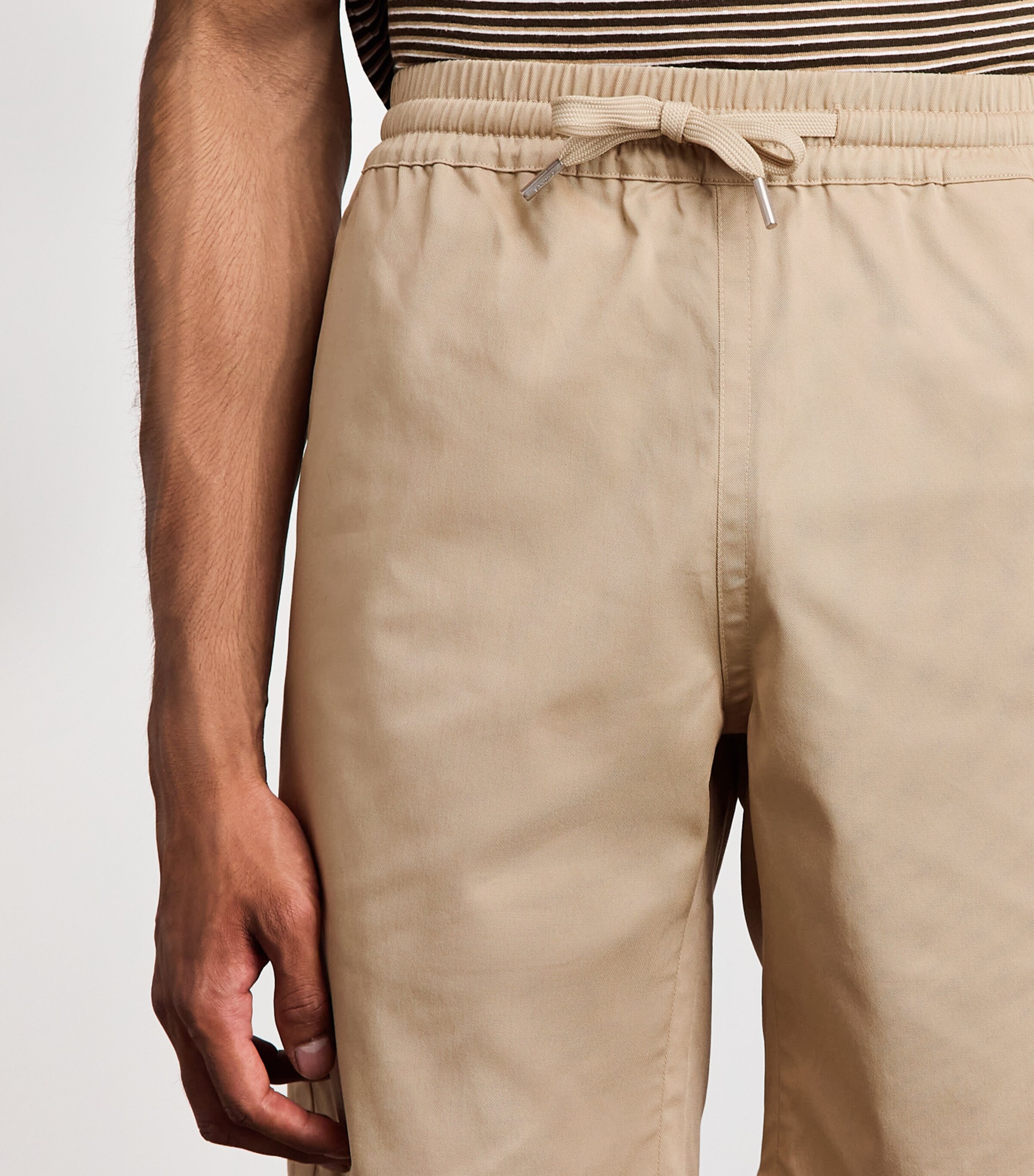 Sandro Paris Mens Twill Elasticated Shorts Beige Image 3