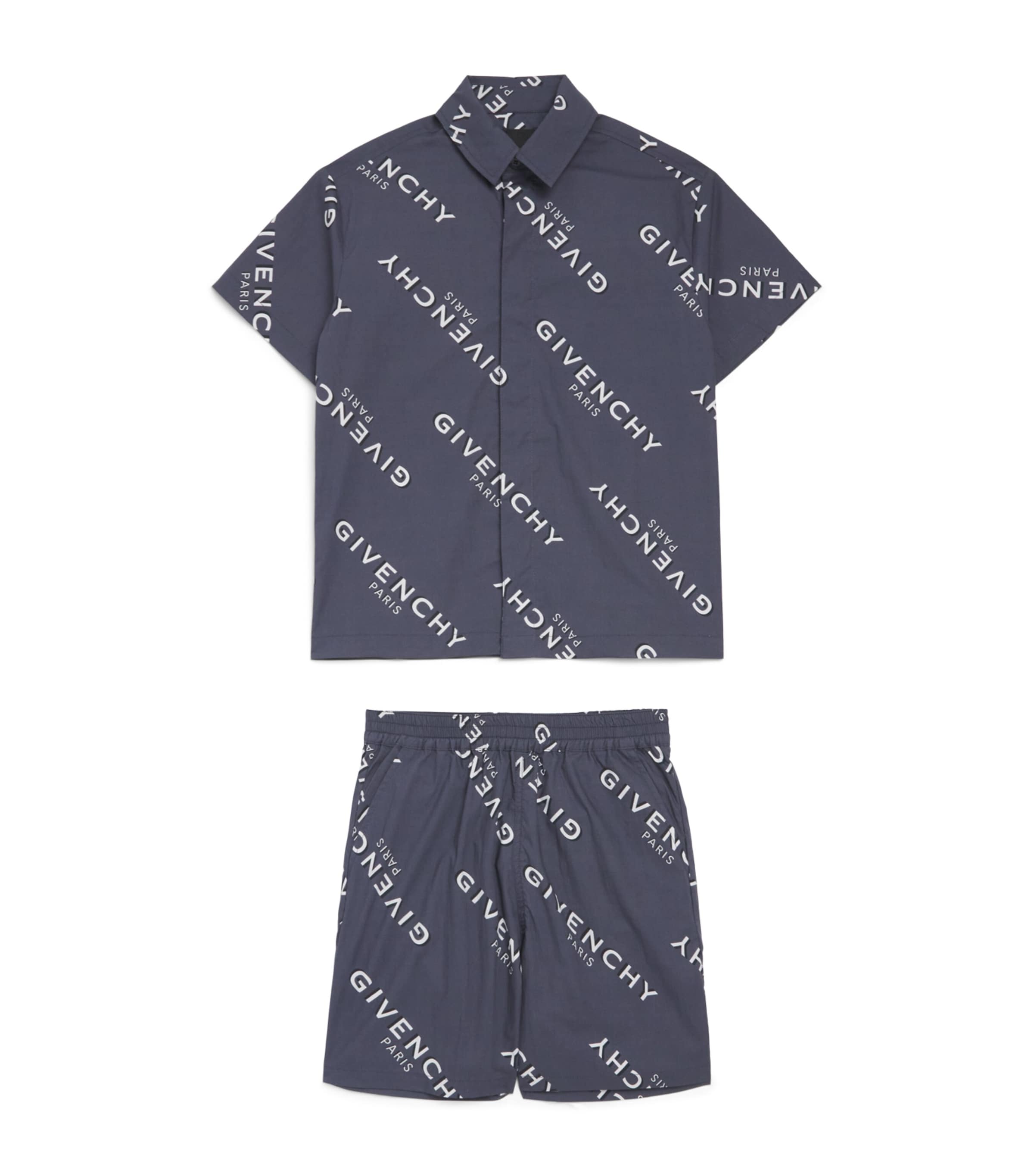 Givenchy Kids Cotton Logo Shirt and Shorts Set (4-12+ Years) White Image 1