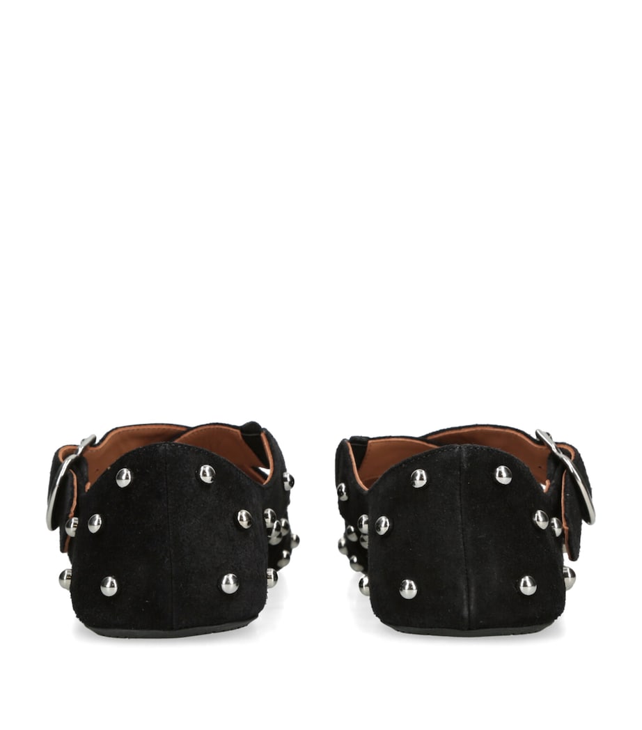 Suede Embellished Criss-Cross Ballet Flats BLACK Image 2