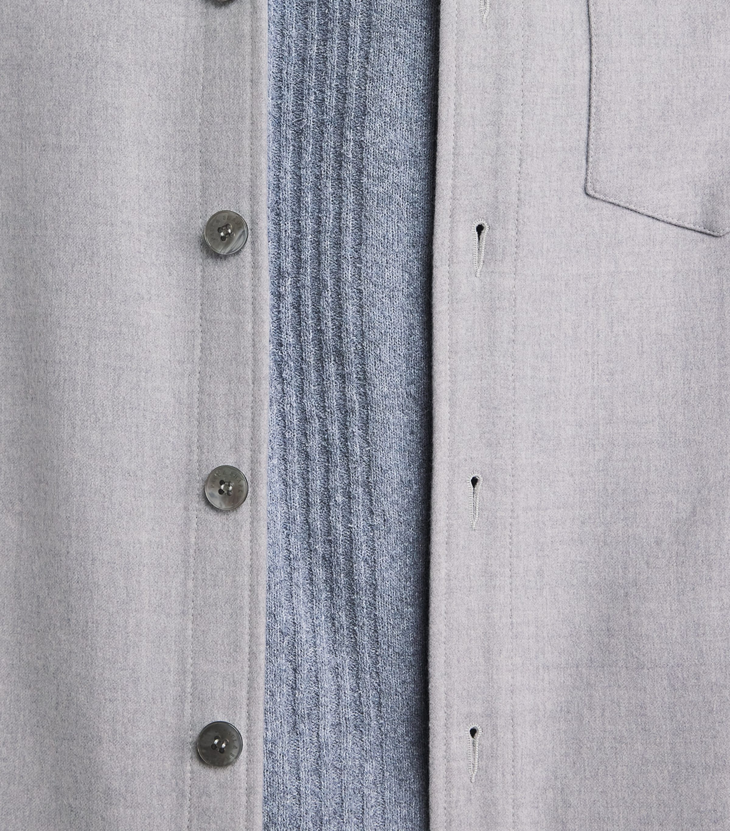 Paul & Shark Mens Cashmere Overshirt Light Grey Image 3