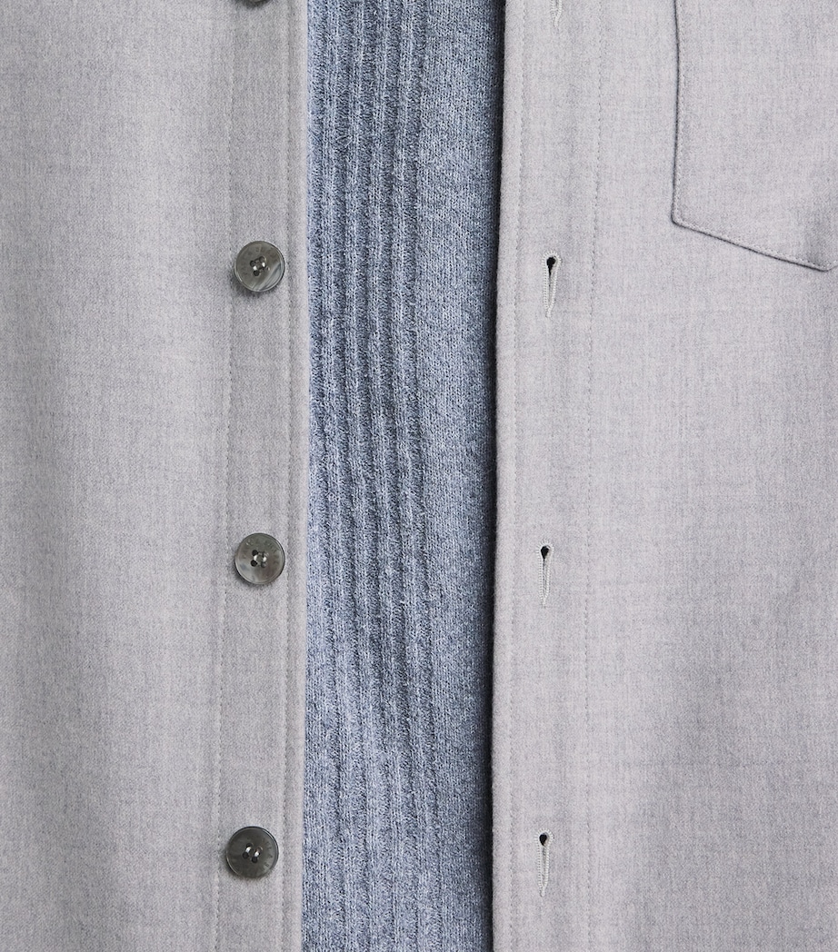 Paul & Shark Mens Cashmere Overshirt Light Grey Image 3