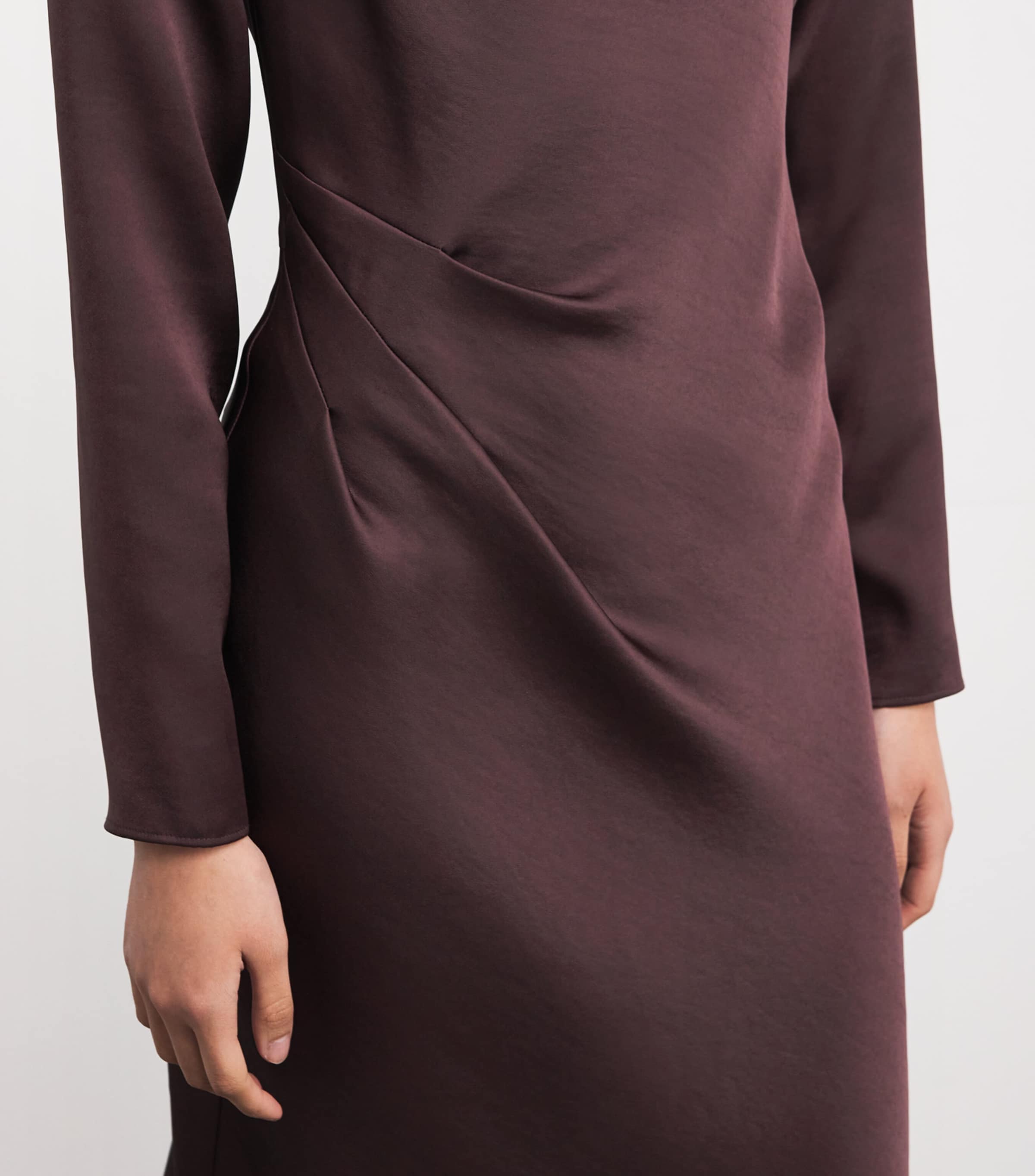 Satin Asymmetric Midi Dress AUBERGINE Image 7
