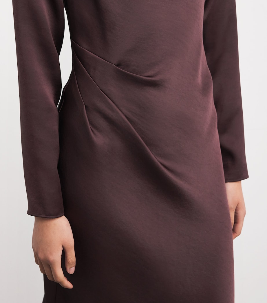 Satin Asymmetric Midi Dress AUBERGINE Image 7