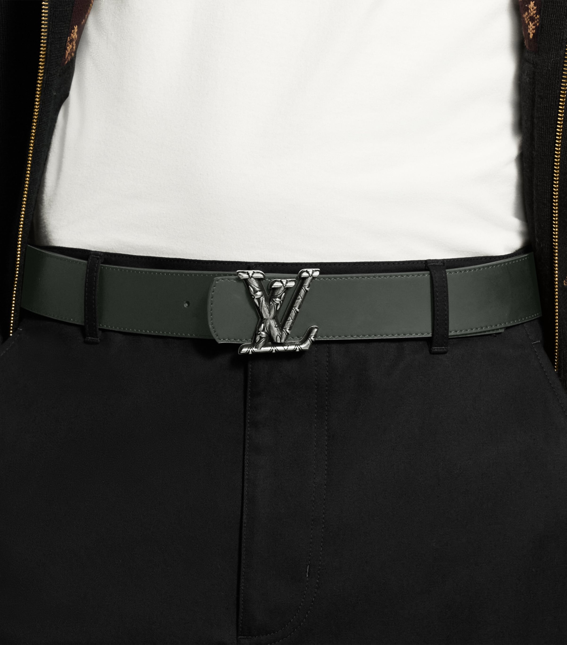 Leather Dimension Drift Belt BLACK/KHAKI GREEN Image 2