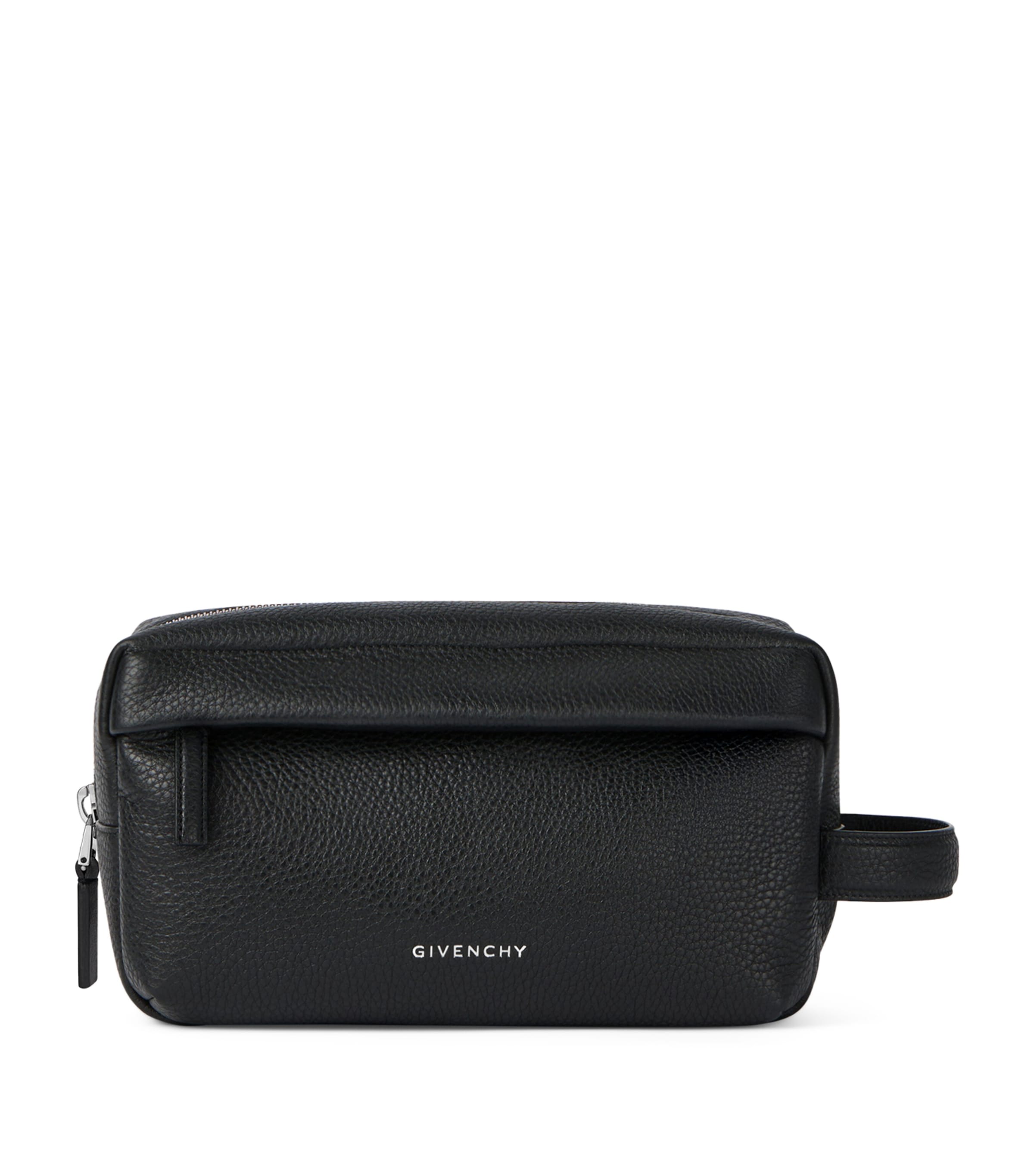 Leather Wash Bag BLACK Image 1