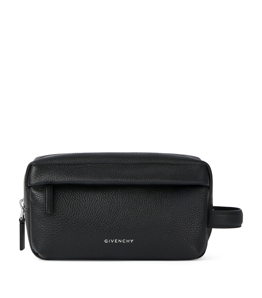 Leather Wash Bag BLACK Image 1