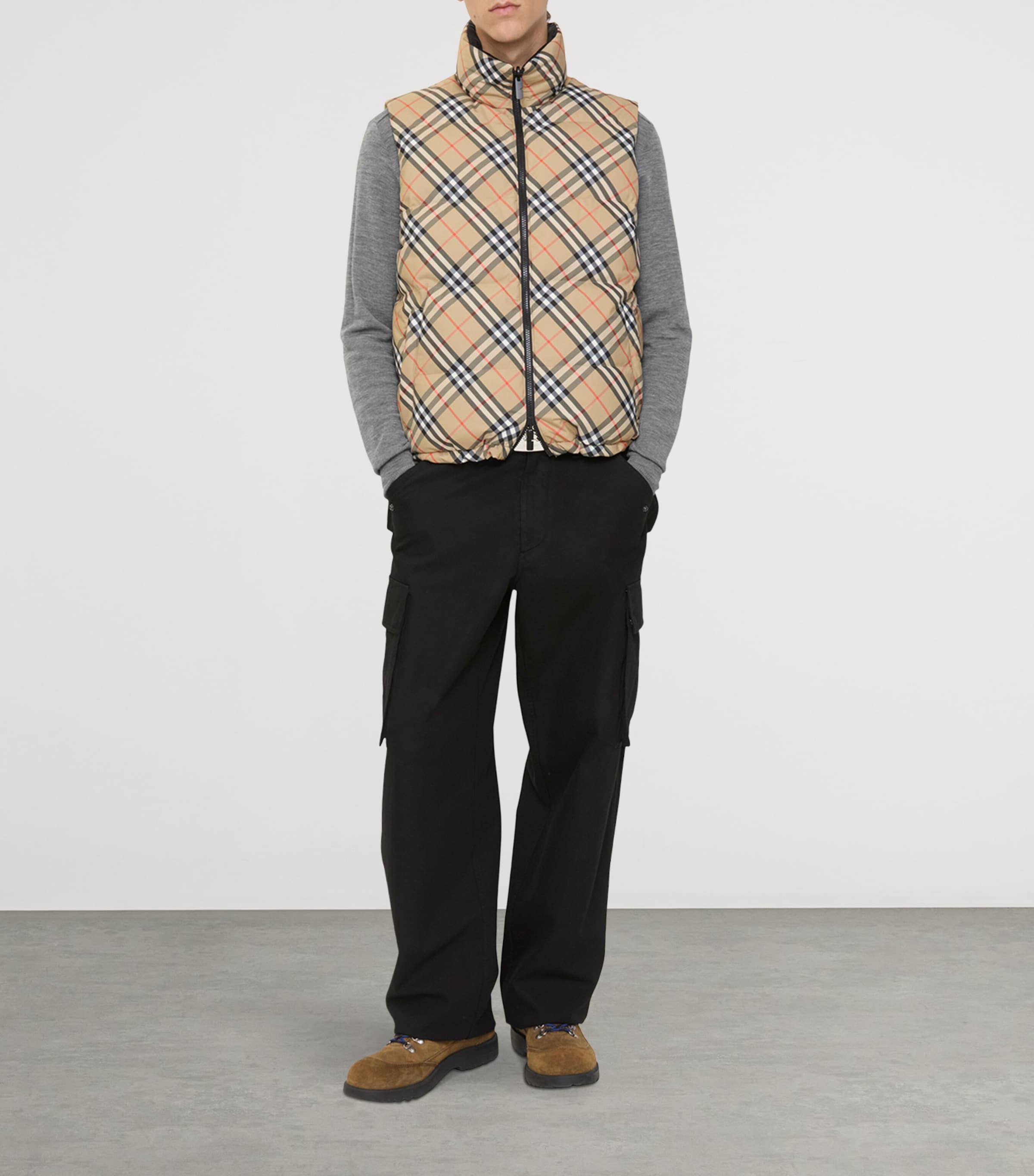 Down Reversible Check Puffer Gilet SAND IP CHECK Image 2