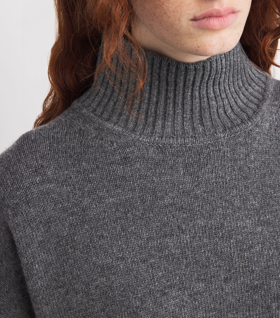 Virgin Wool High-Neck Sweater DARK GREY Image 6