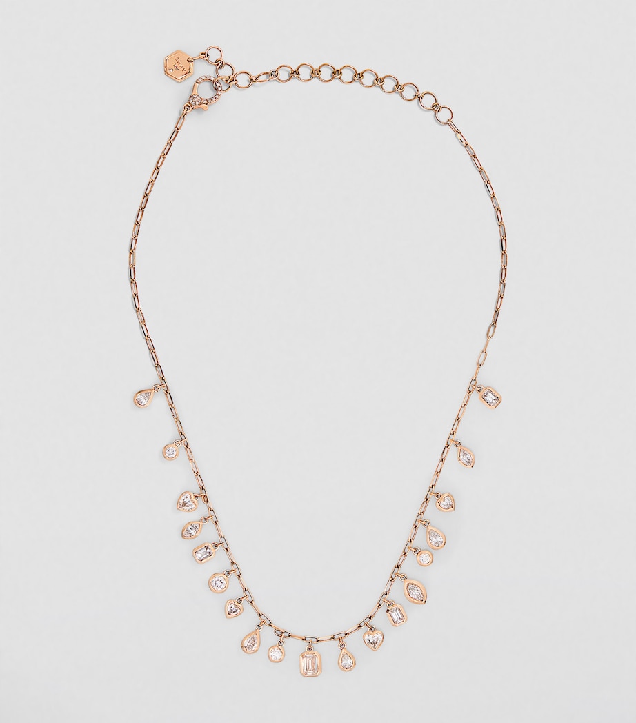 Rose Gold and Diamond Mixed Bezel Drop Necklace ROSE GOLD Image 2