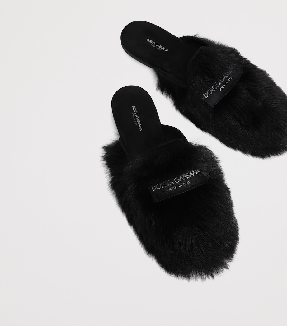 Dolce&Gabbana Shearling Slippers Blac Image 3