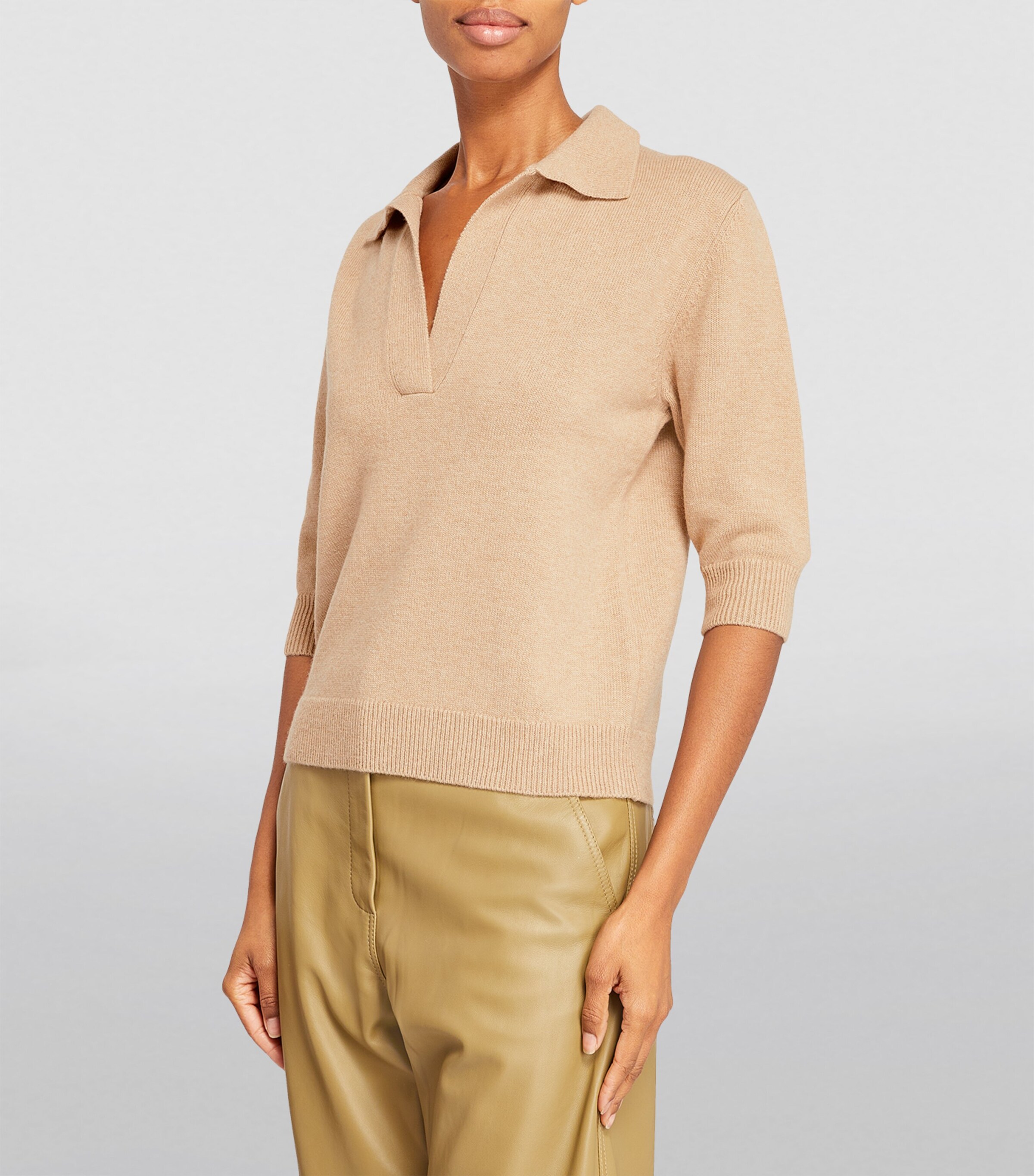 Yves Salomon Womens Wool-Cashmere Collared Sweater Image 3