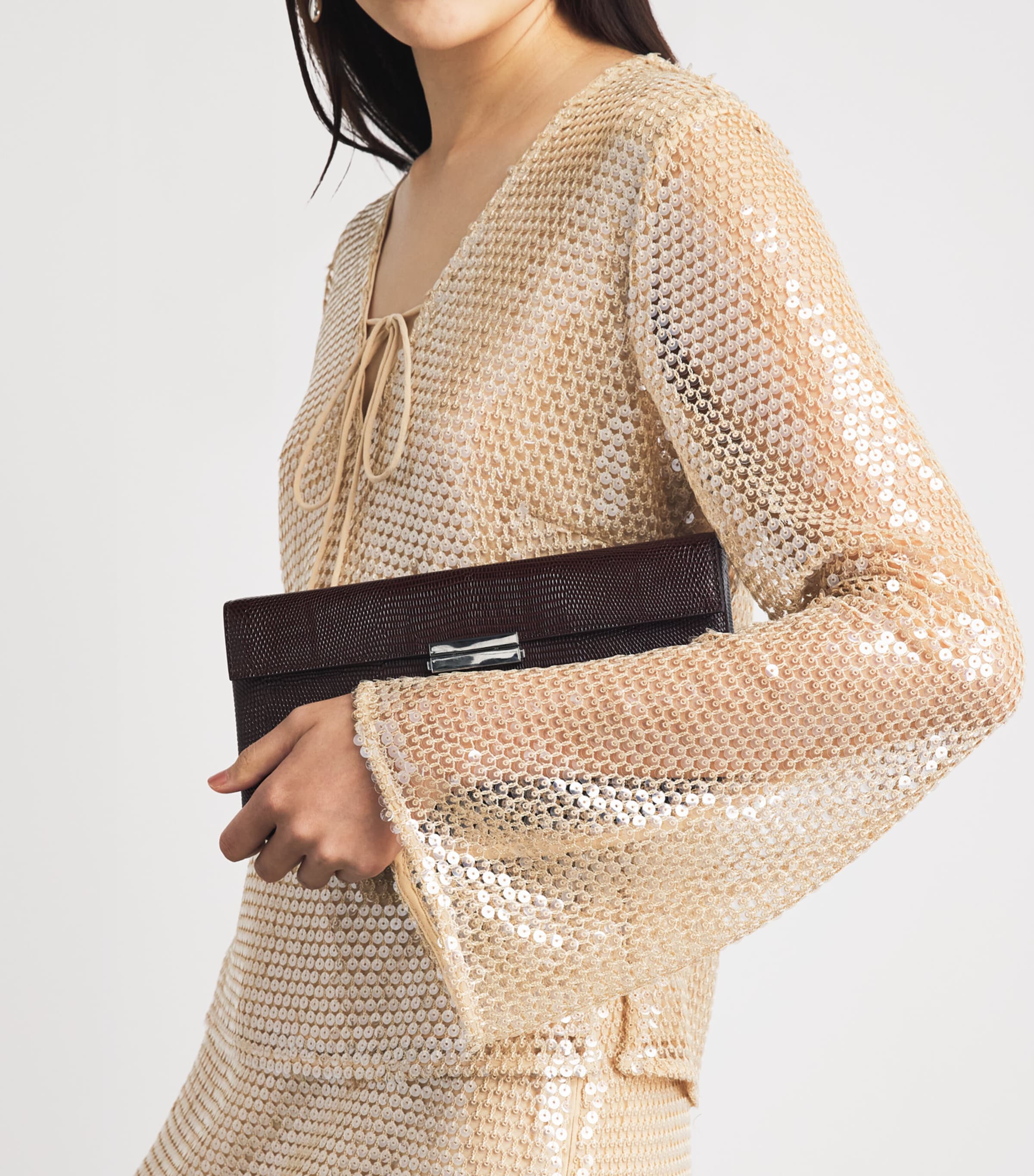 Toccin Womens Sequinned Zuri Blouse Sand Dune Image 3