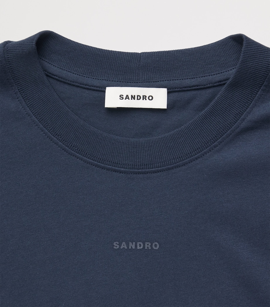 Sandro Paris Mens Organic Cotton Logo T-Shirt Navy Blue Image 6