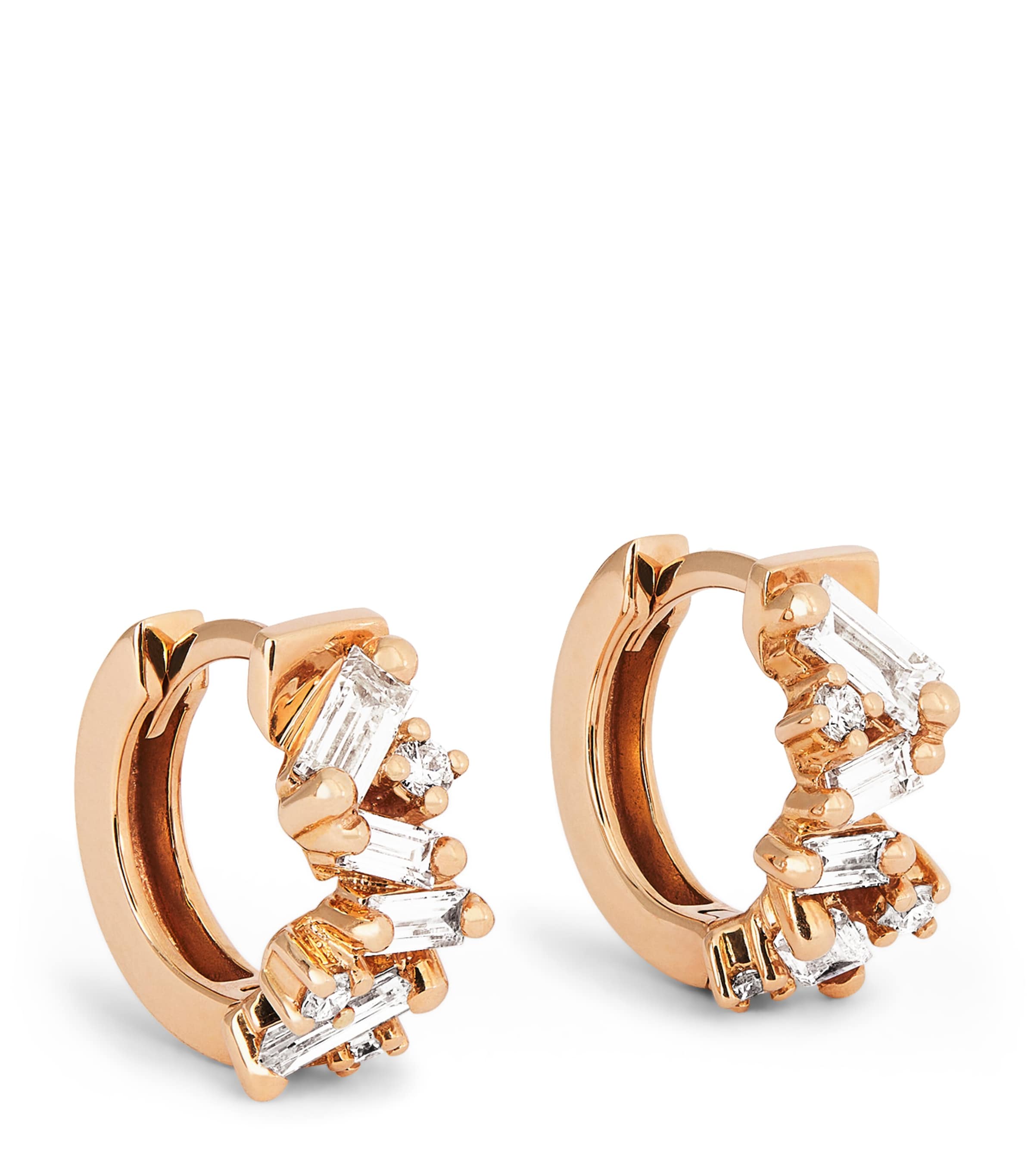 Rose Gold and Diamond Frenzy Huggie Earrings 18K RG/WD Image 1