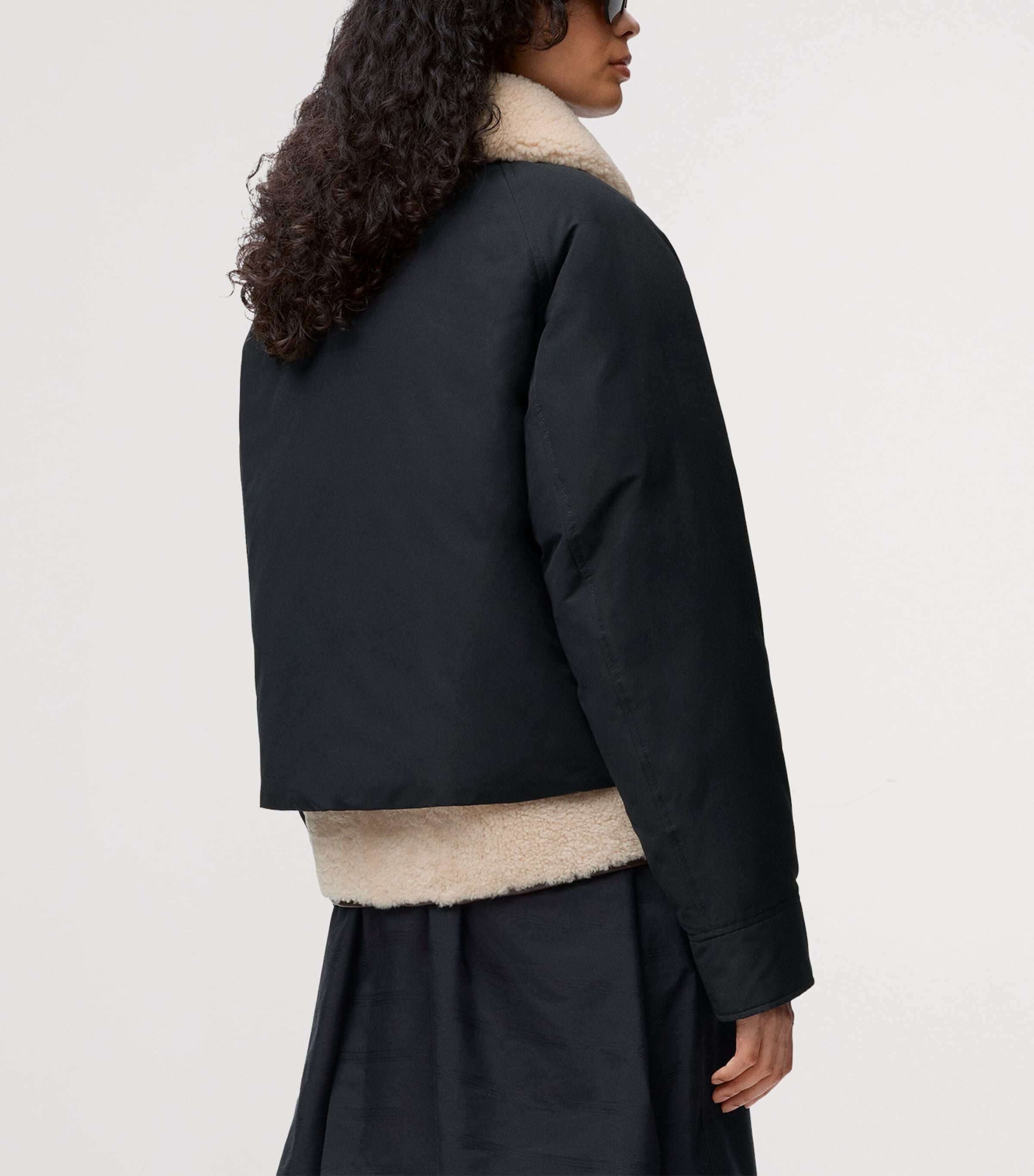 Shearling-Collar Jacket BLACK Image 4