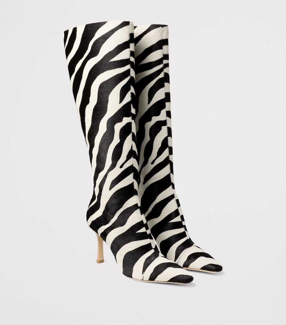 x Conner Ives Gloria 85 Pony Hair Zebra Knee-High Boots BLACK/WHITE MIX Image 2