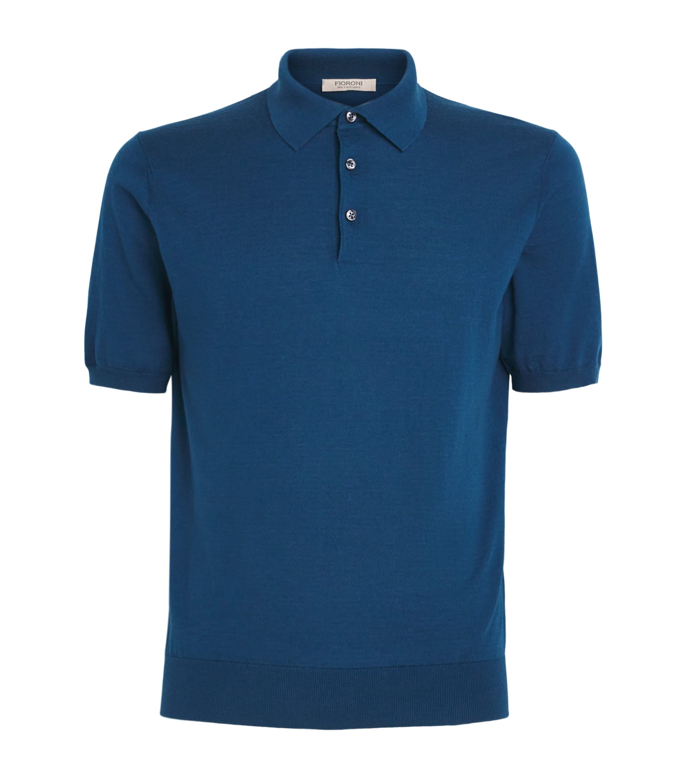Fioroni Cashmere Mens Cotton-Cashmere Polo Shirt Marino Image 1