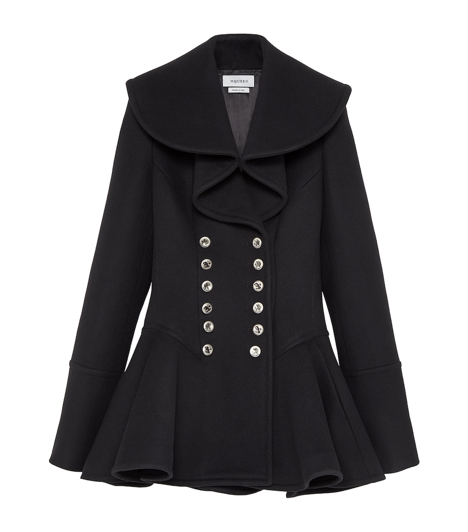 McQueen Womens Wool Waterfall-Collar Coat Image 1