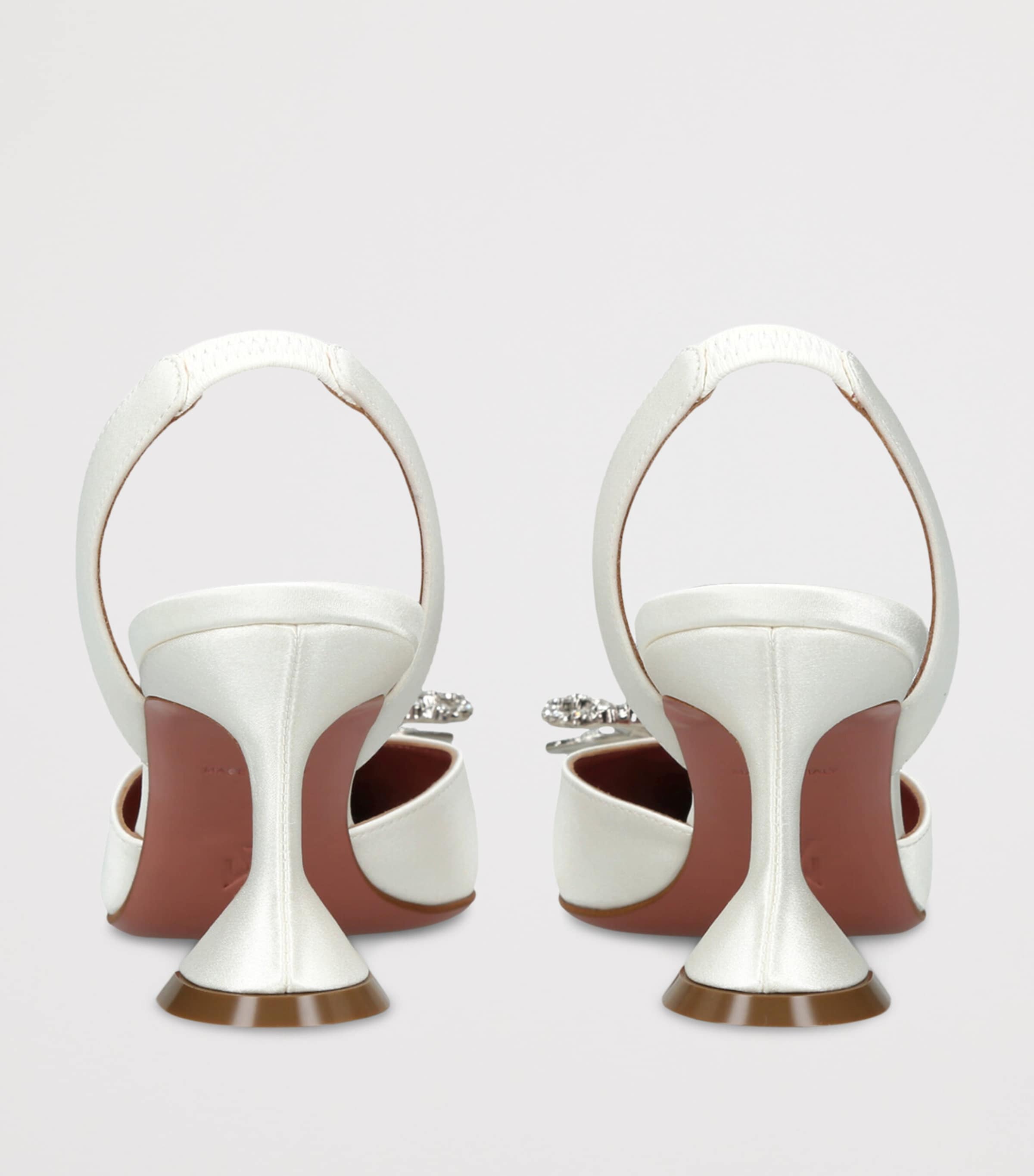 Amina Muaddi Satin Embellished Rosie Slingback Pumps 70 White Image 2