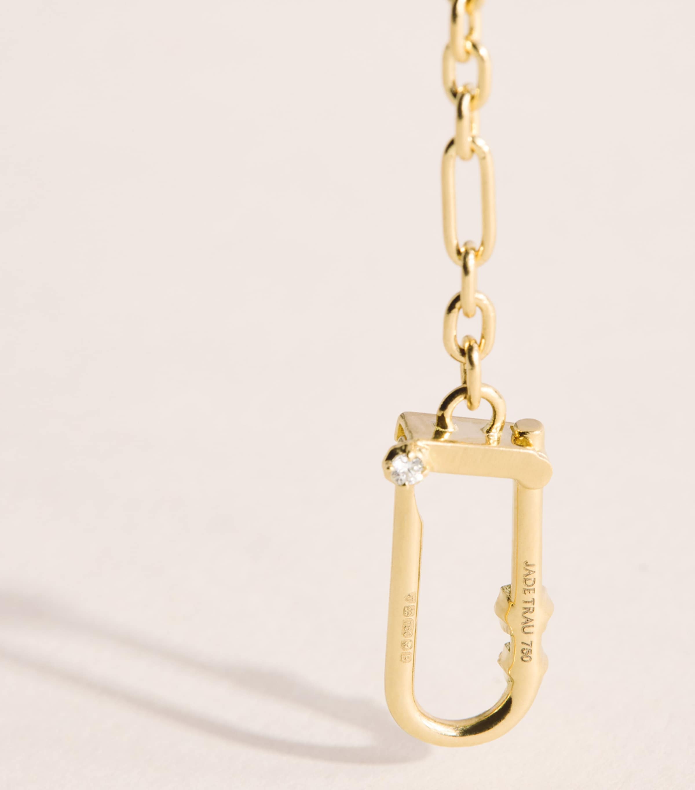 Jade Trau Petite Yellow Gold and Diamond Georgie Lock Necklace Yellow Gold Image 4