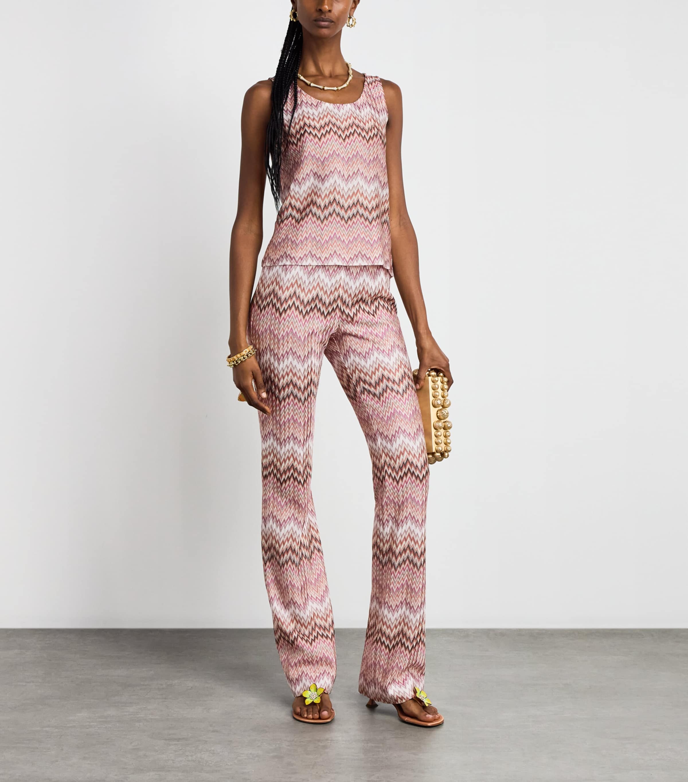 Missoni Womens Zigzag Cami Top Pink White Image 2