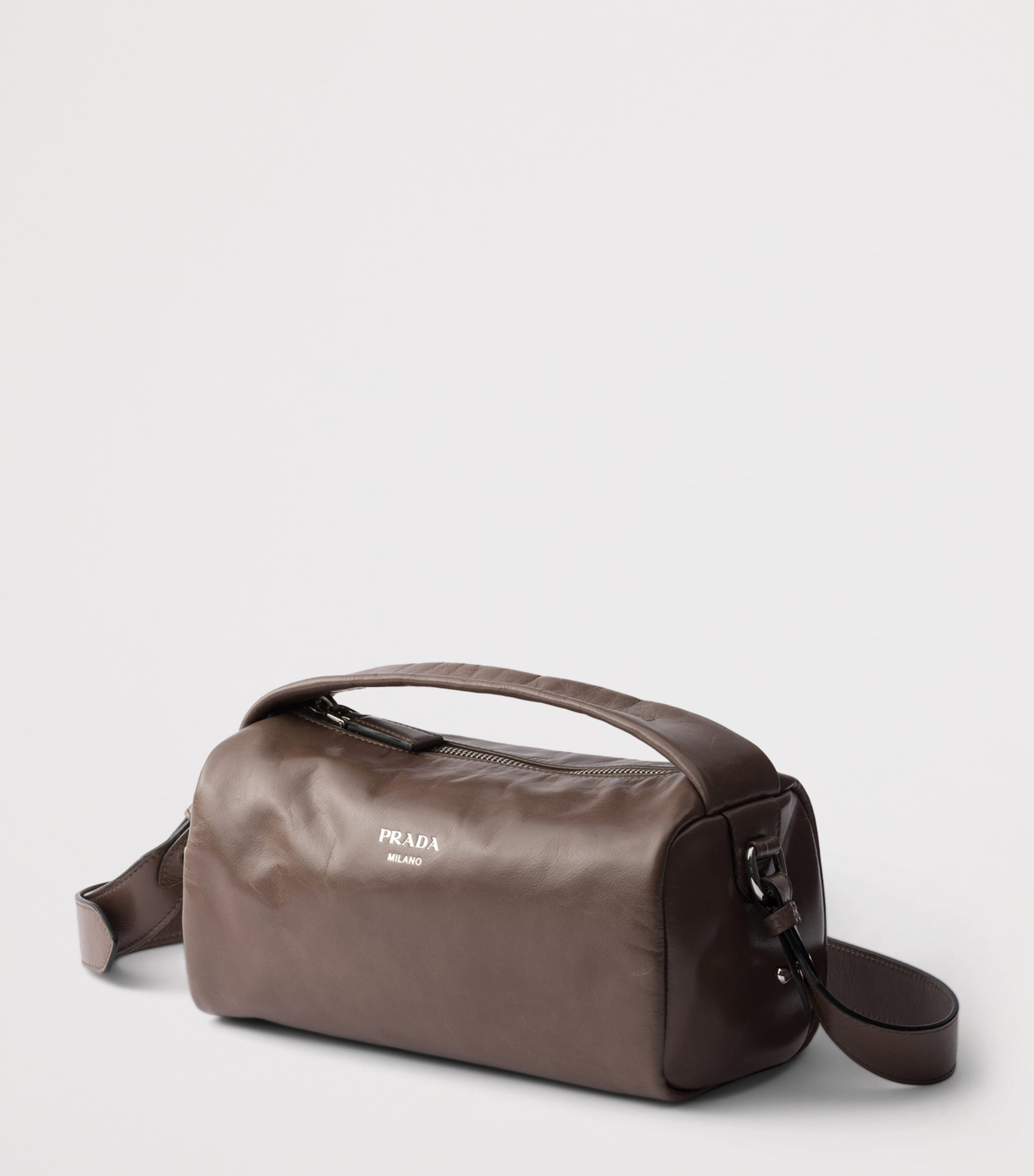 Prada Leather Shoulder Bag Grey Image 5