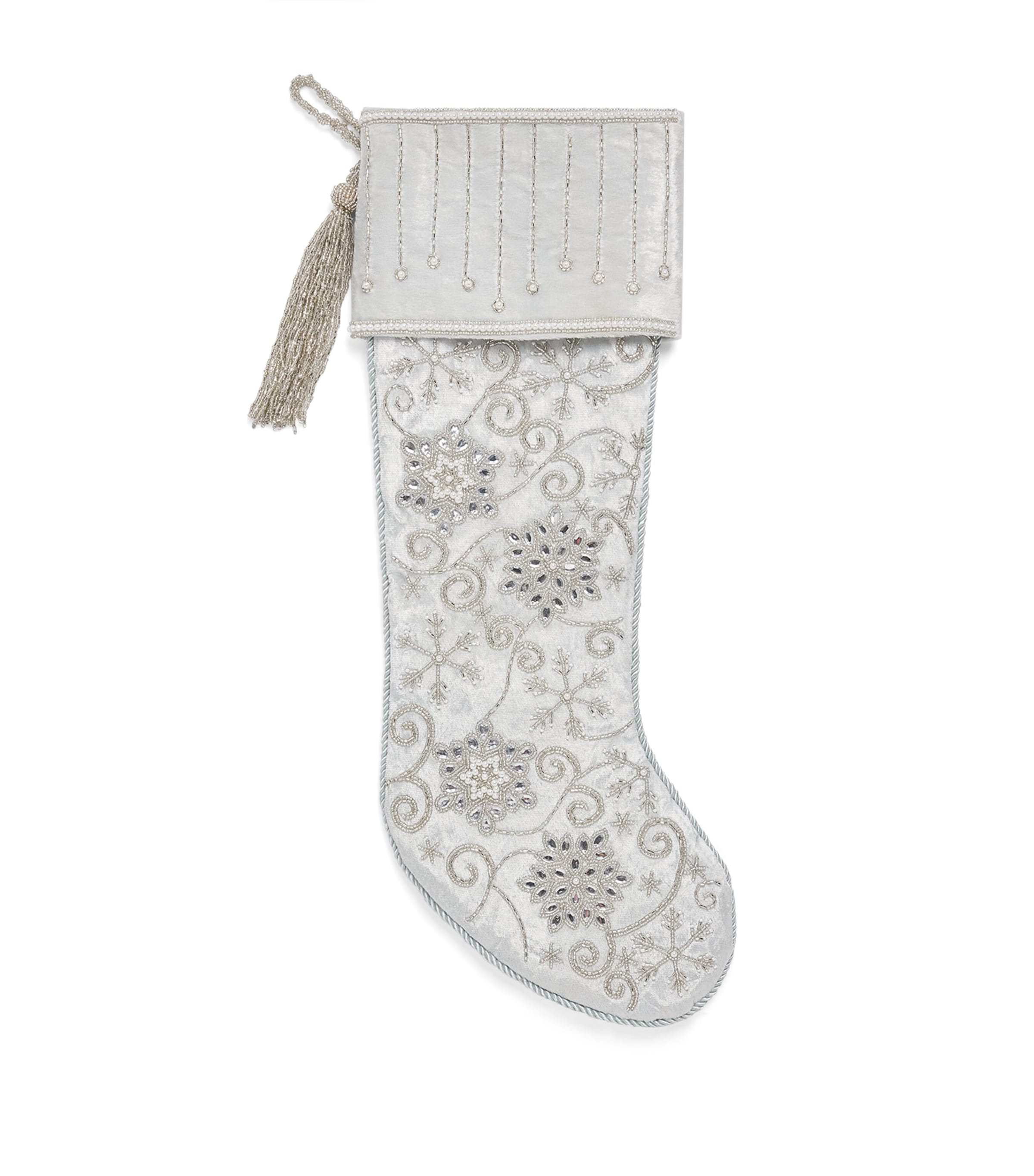 Harrods Snowflake-Embellished Stocking Gray/silver Image 1