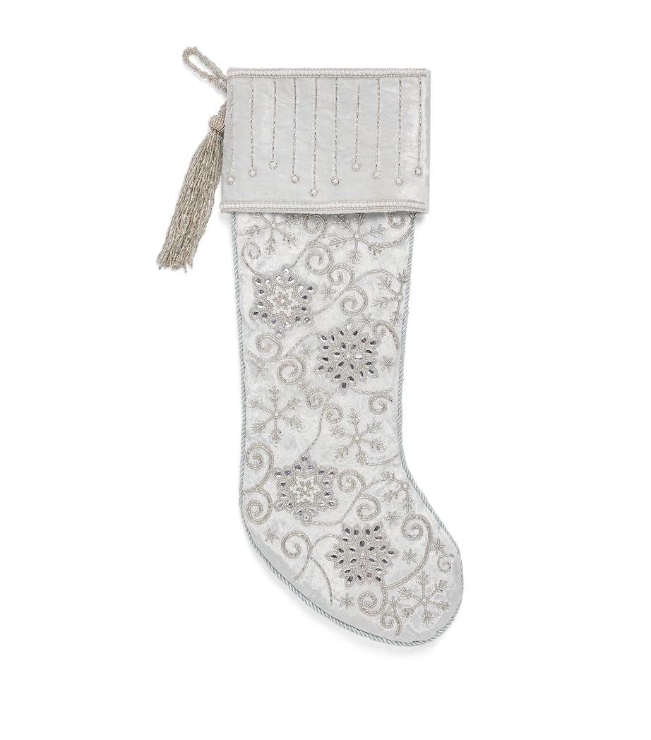 Harrods Snowflake-Embellished Stocking Gray/silver Image 1