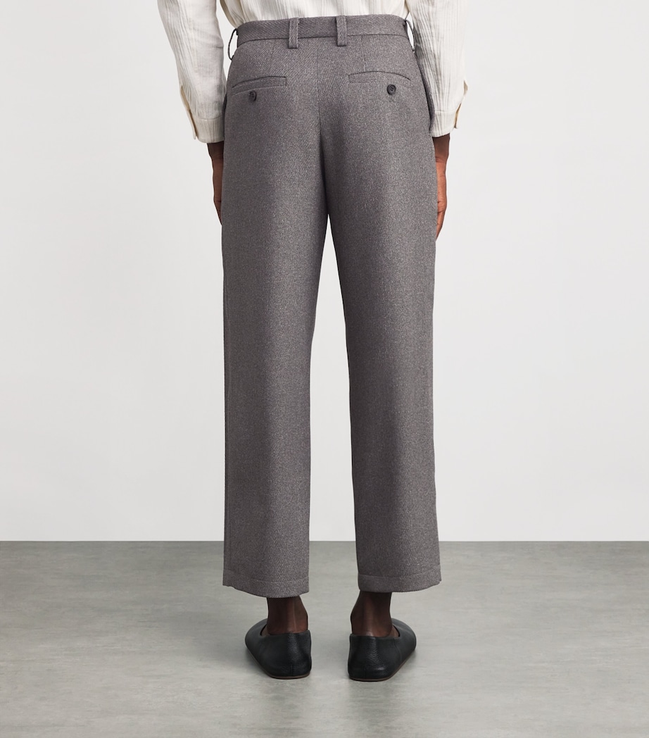 Tweed Pleated Trousers 12-GRAY Image 4