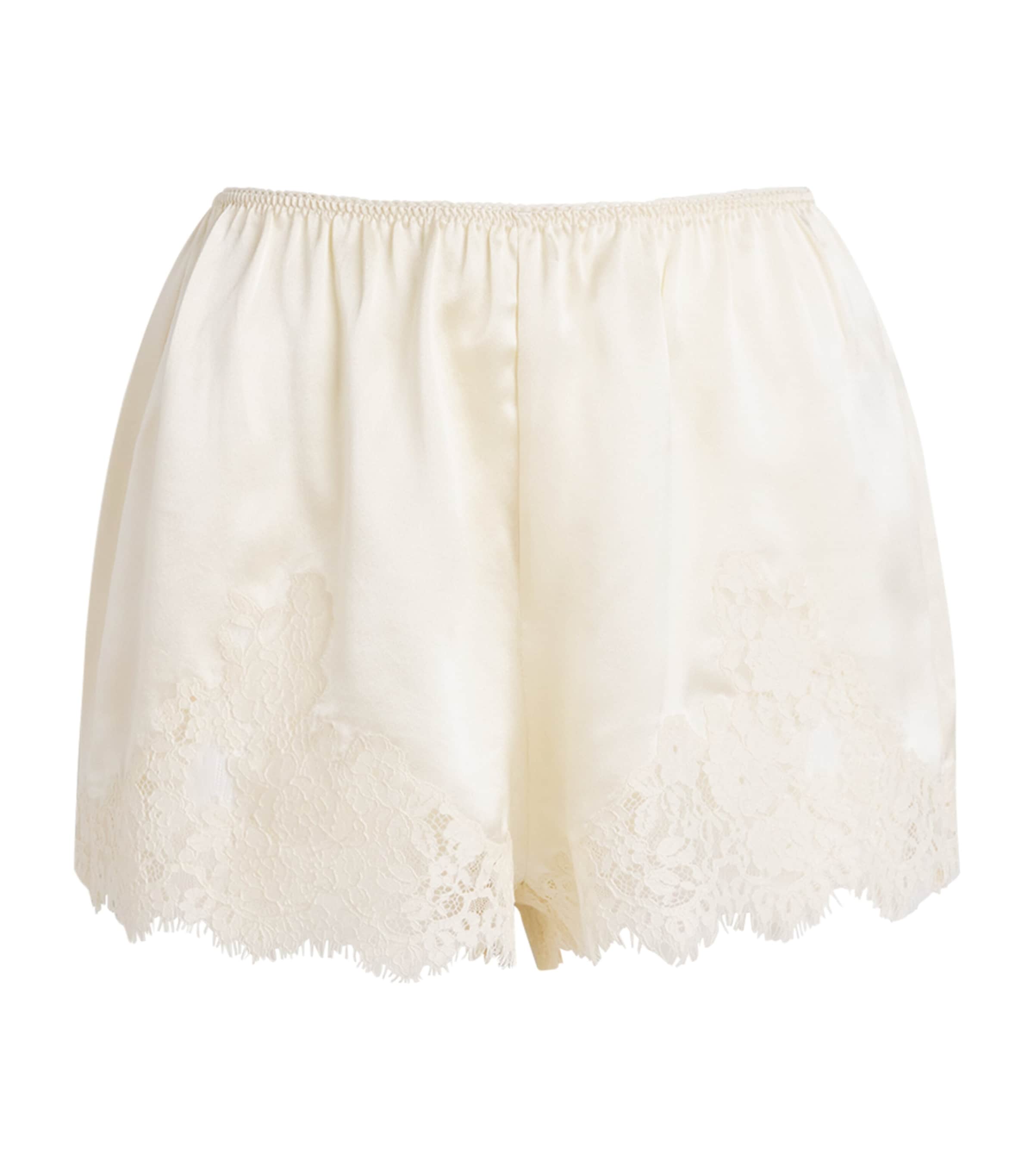 DÔEN Womens Silk-Lace Iona Shorts Sea Salt Image 1