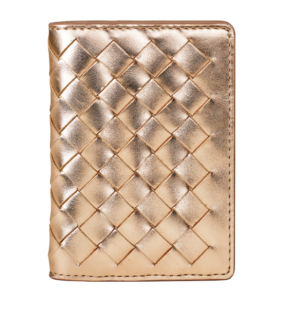 Leather Double Fold Card Holder CHAMPAGNE METALLIC Image 1