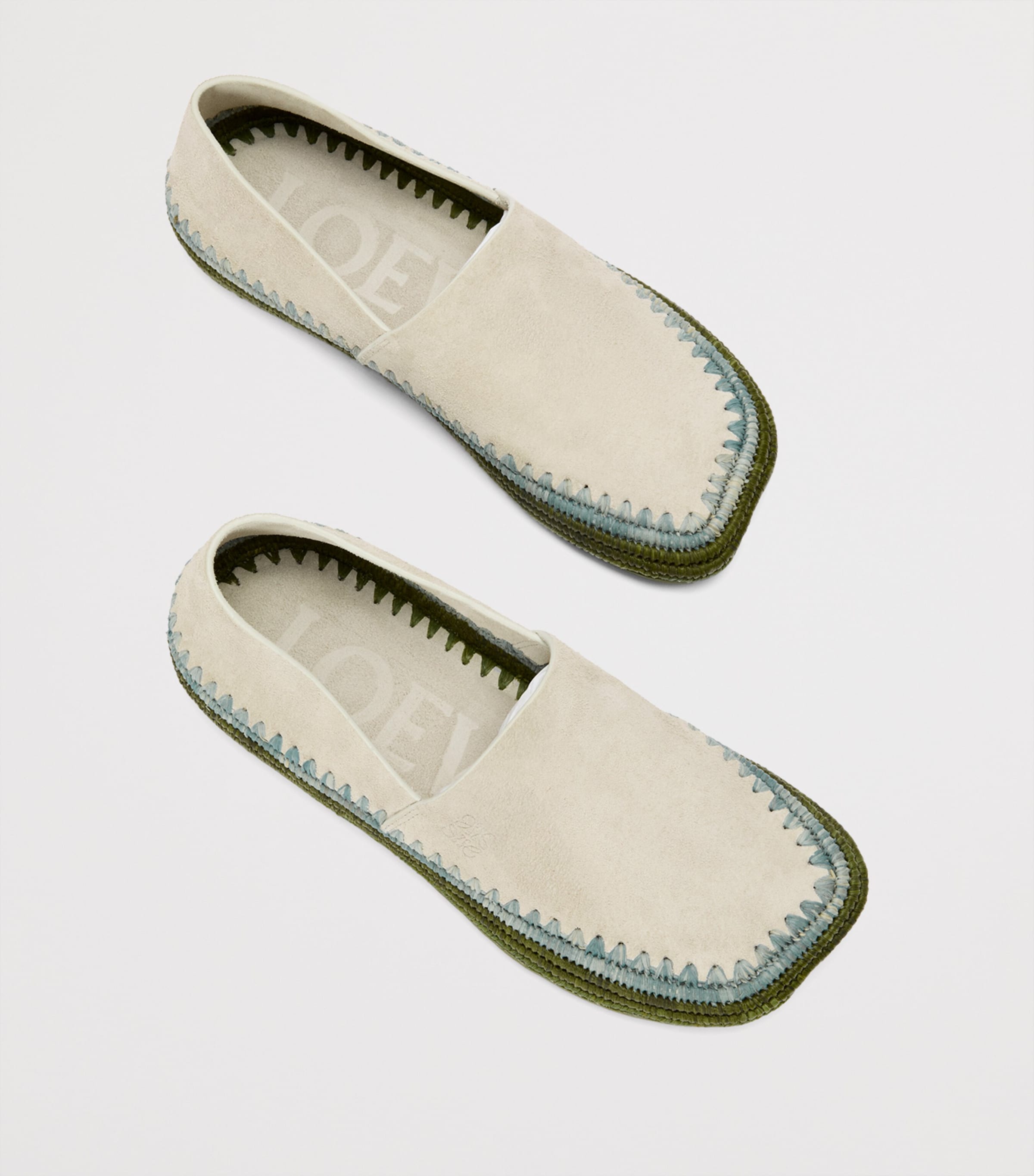 LOEWE x Paula's Ibiza Suede Raffia-Trim Rio Slippers