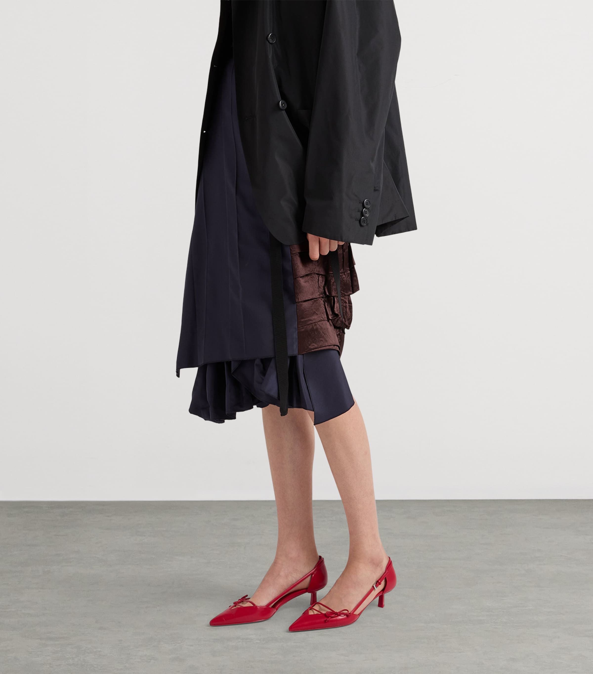 Prada Leather Open-Side Pumps 45 Red Image 2