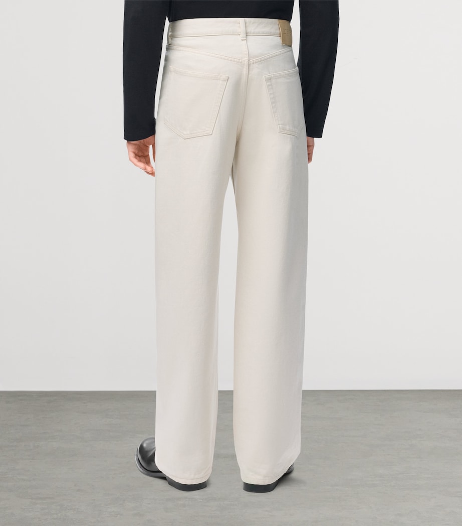 LOEWE Mens Trompe-l'Oeil Straight Jeans Off White/blue Image 4