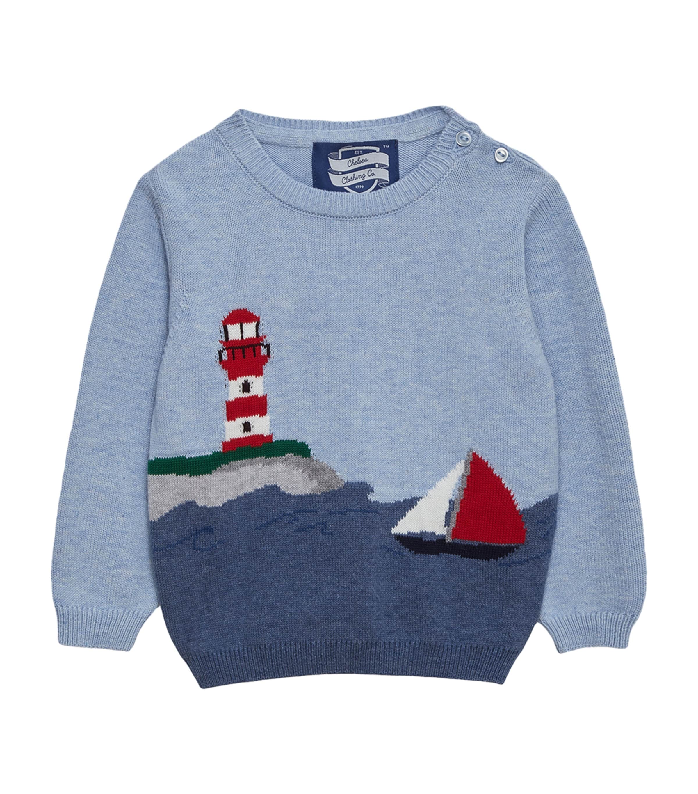 Trotters Cotton Lighthouse Sweater In Blue