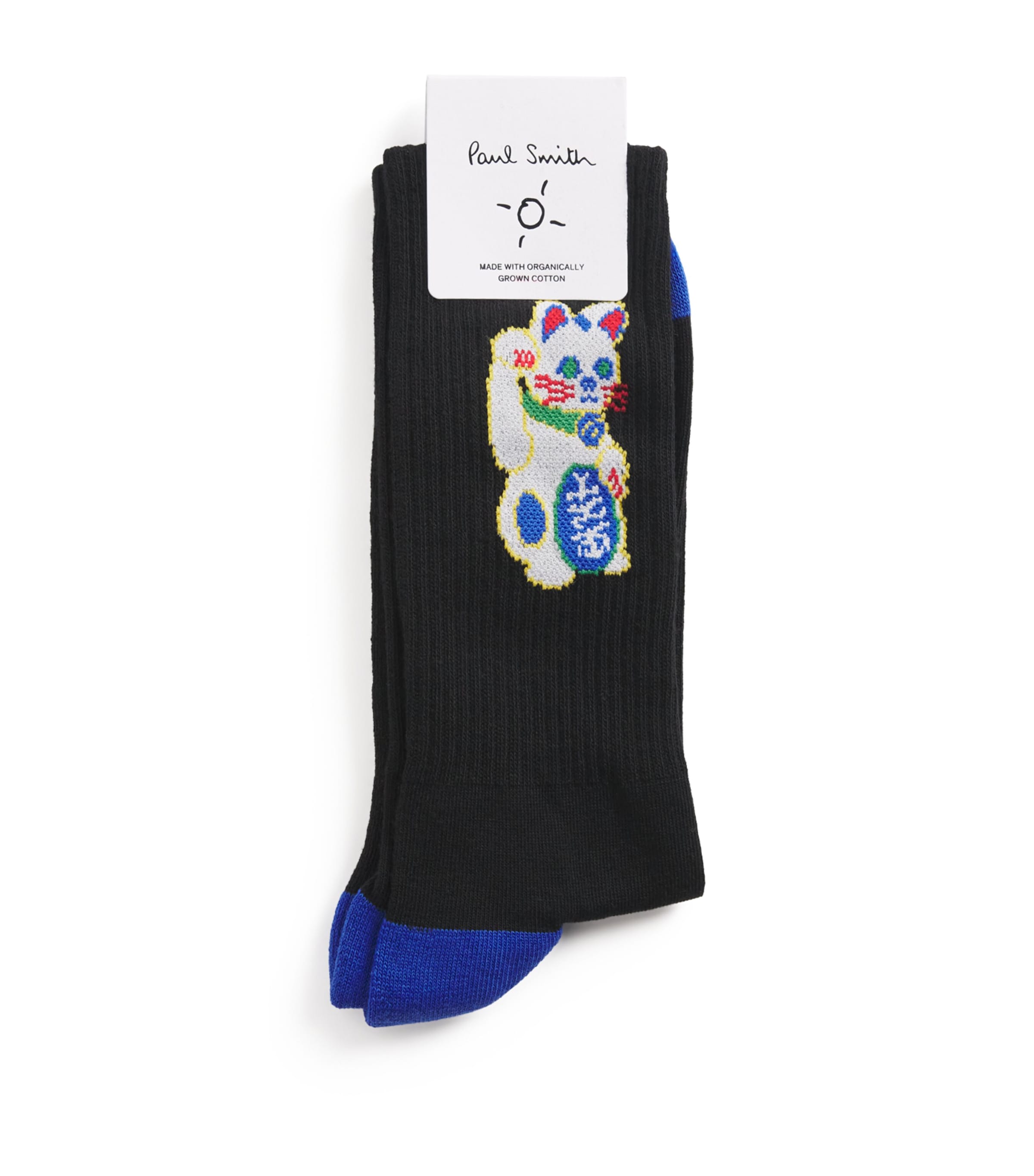 Organic Cotton-Blend Lucky Cat Socks 79 BLACK Image 1