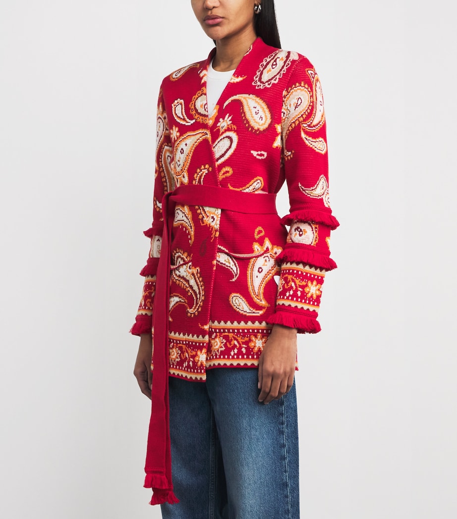 Cotton Paisley Jacquard Jude Cardigan JIMI RED Image 3