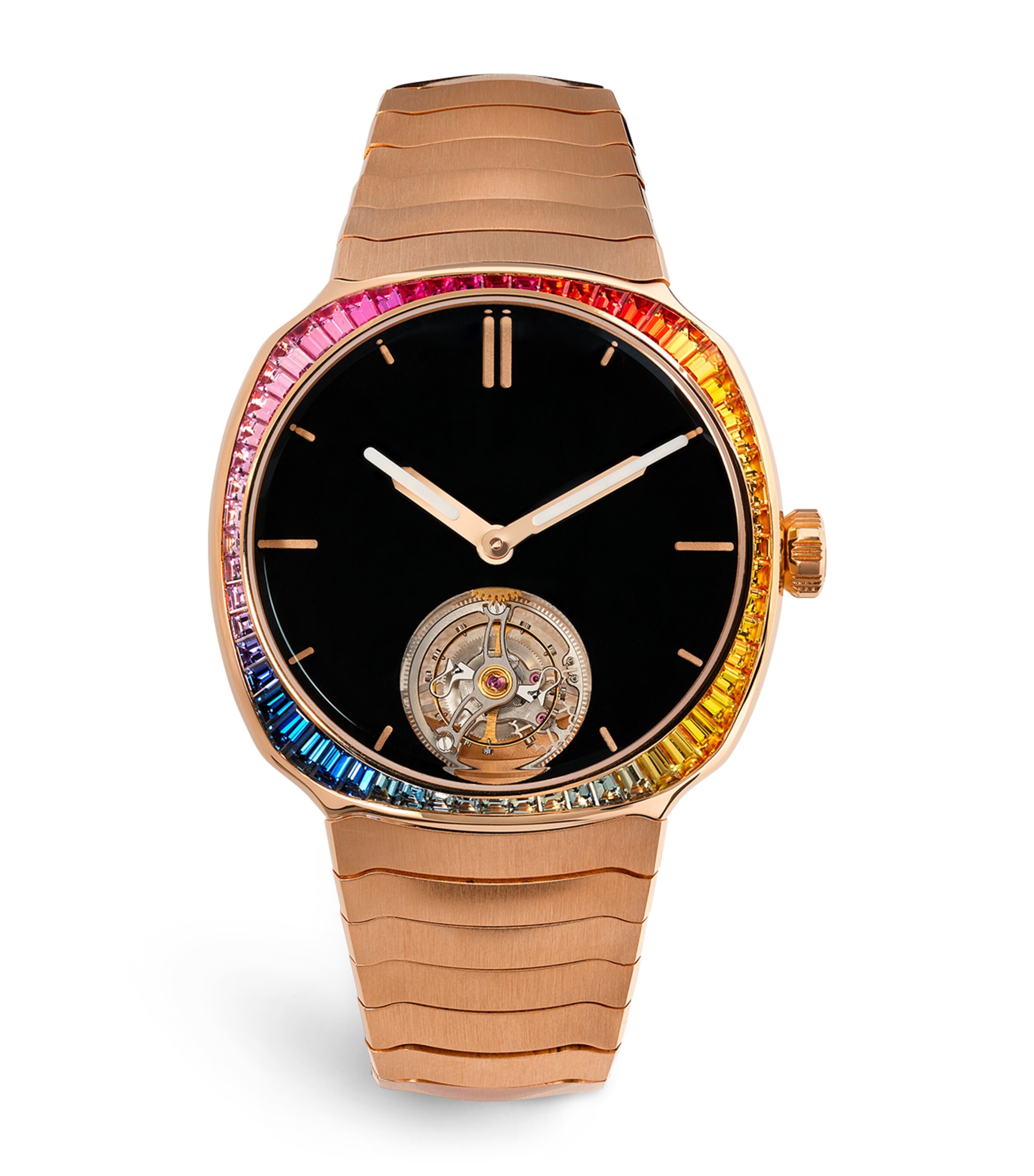 H. Moser & Cie Red Gold and Sapphire Streamliner Tourbillon Watch 40mm Black Image 1