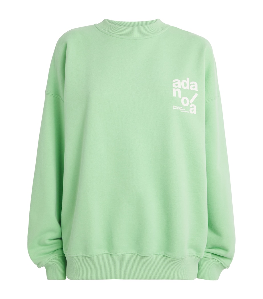 Cotton Logo Sweatshirt LIME GRN/MRSHML WHT Image 1