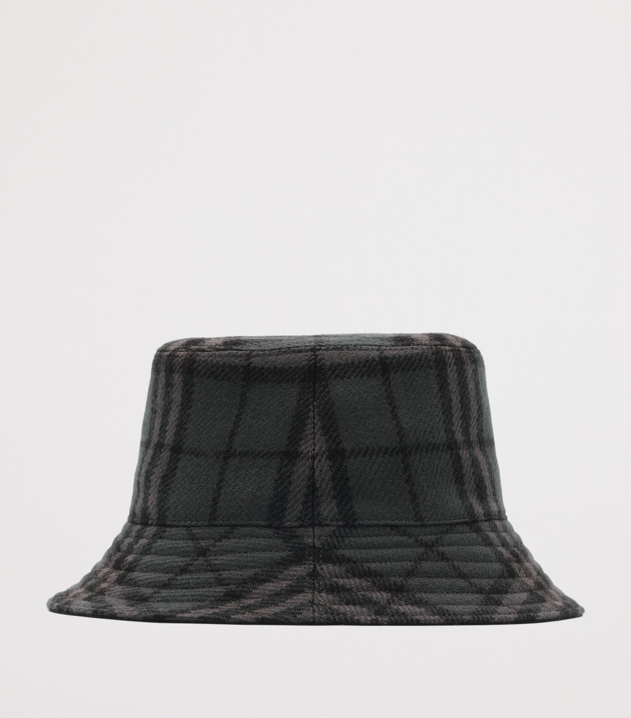 Burberry Wool Reversible Check Bucket Hat Iron Grey Ip Check Image 2