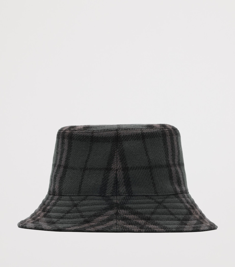 Burberry Wool Reversible Check Bucket Hat Iron Grey Ip Check Image 2