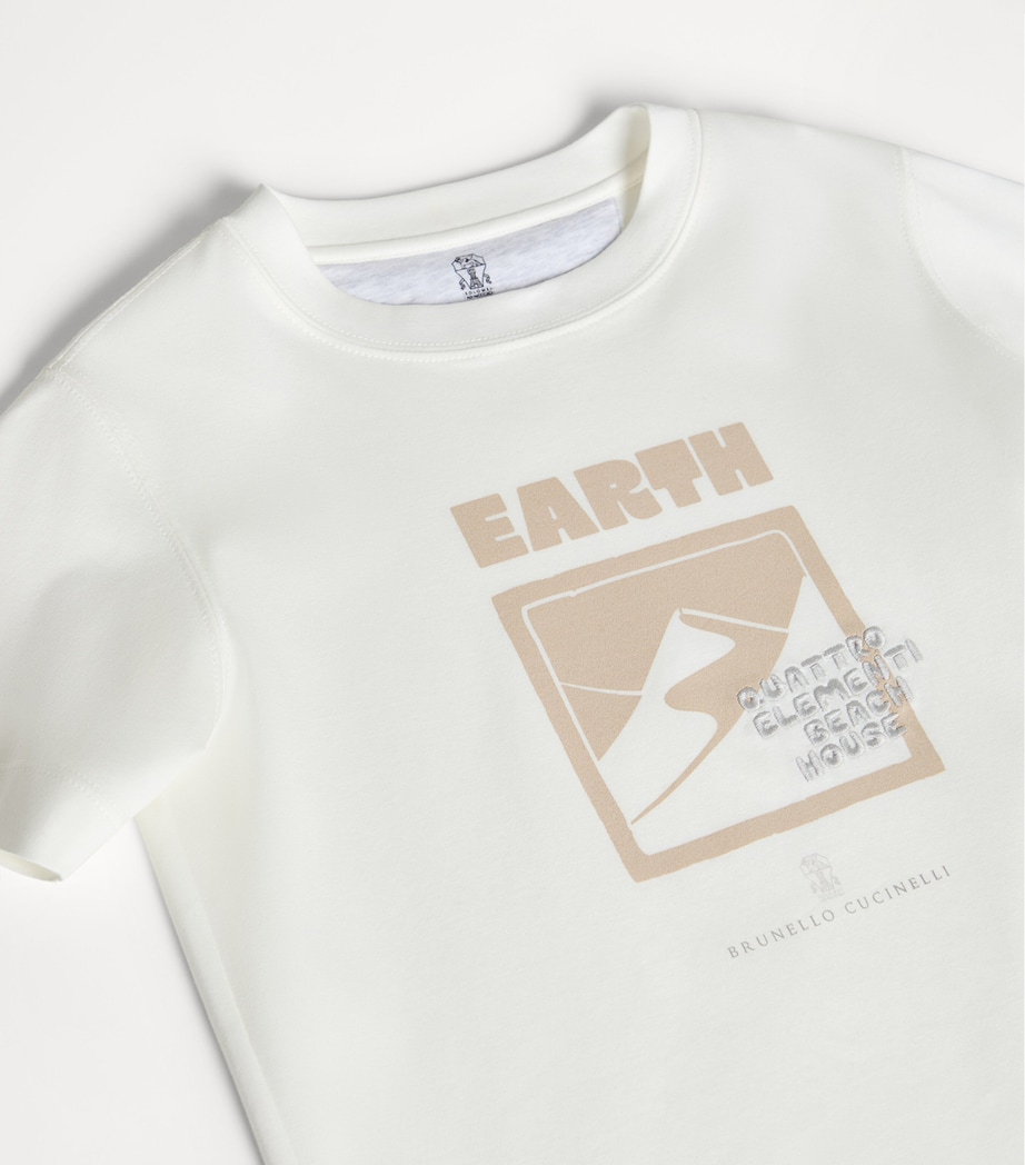 Brunello Cucinelli Kids Cotton Earth Graphic T-Shirt (4-6 Years) Image 3