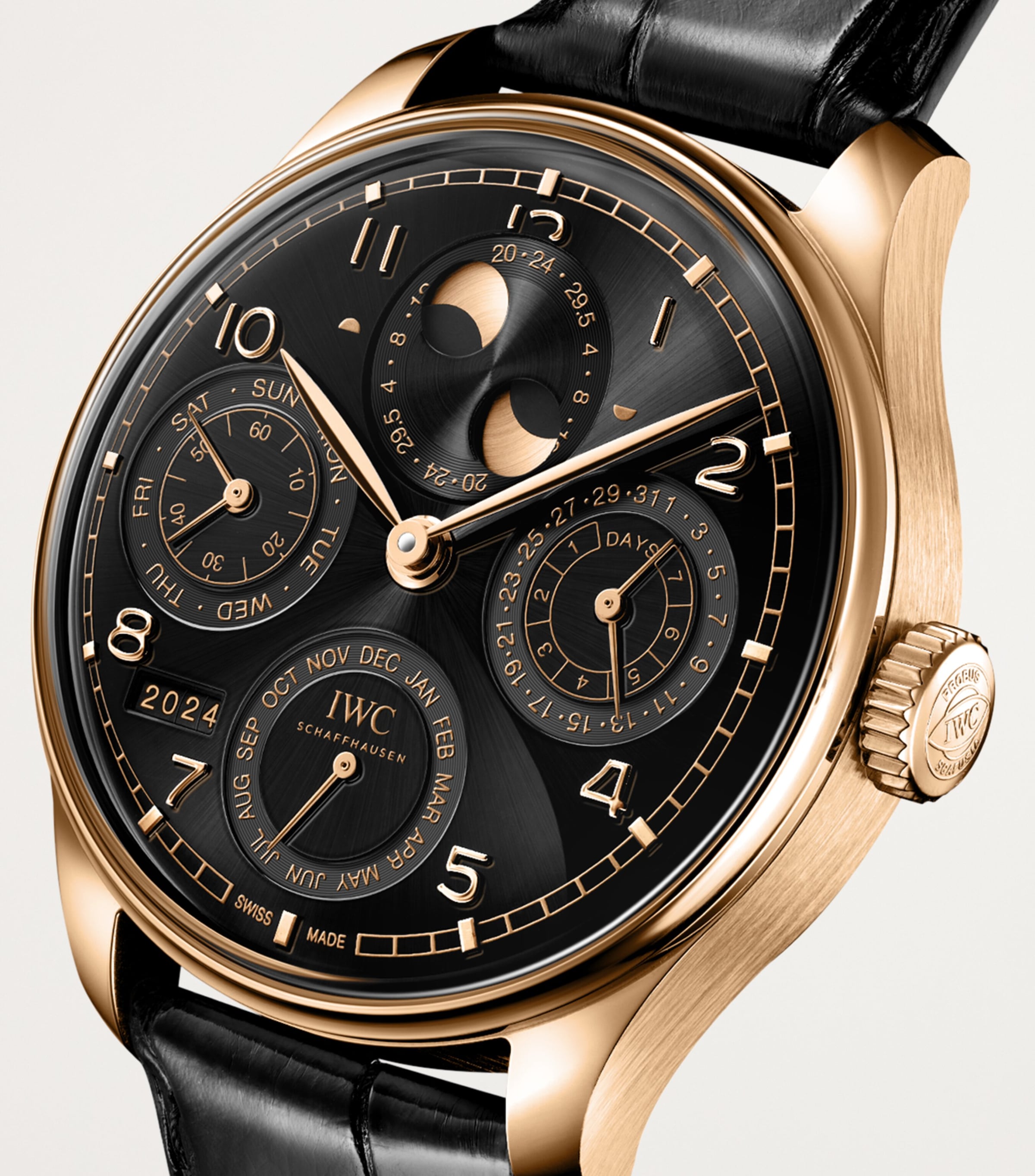 Rose Gold Portugieser Perpetual Calendar Watch 44mm BLACK Image 7