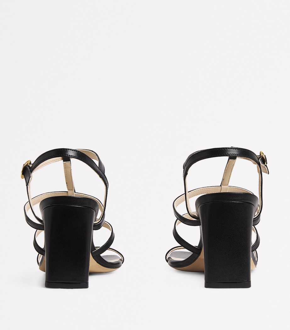 Leather Heart Heeled Sandals 75 BLACK Image 4