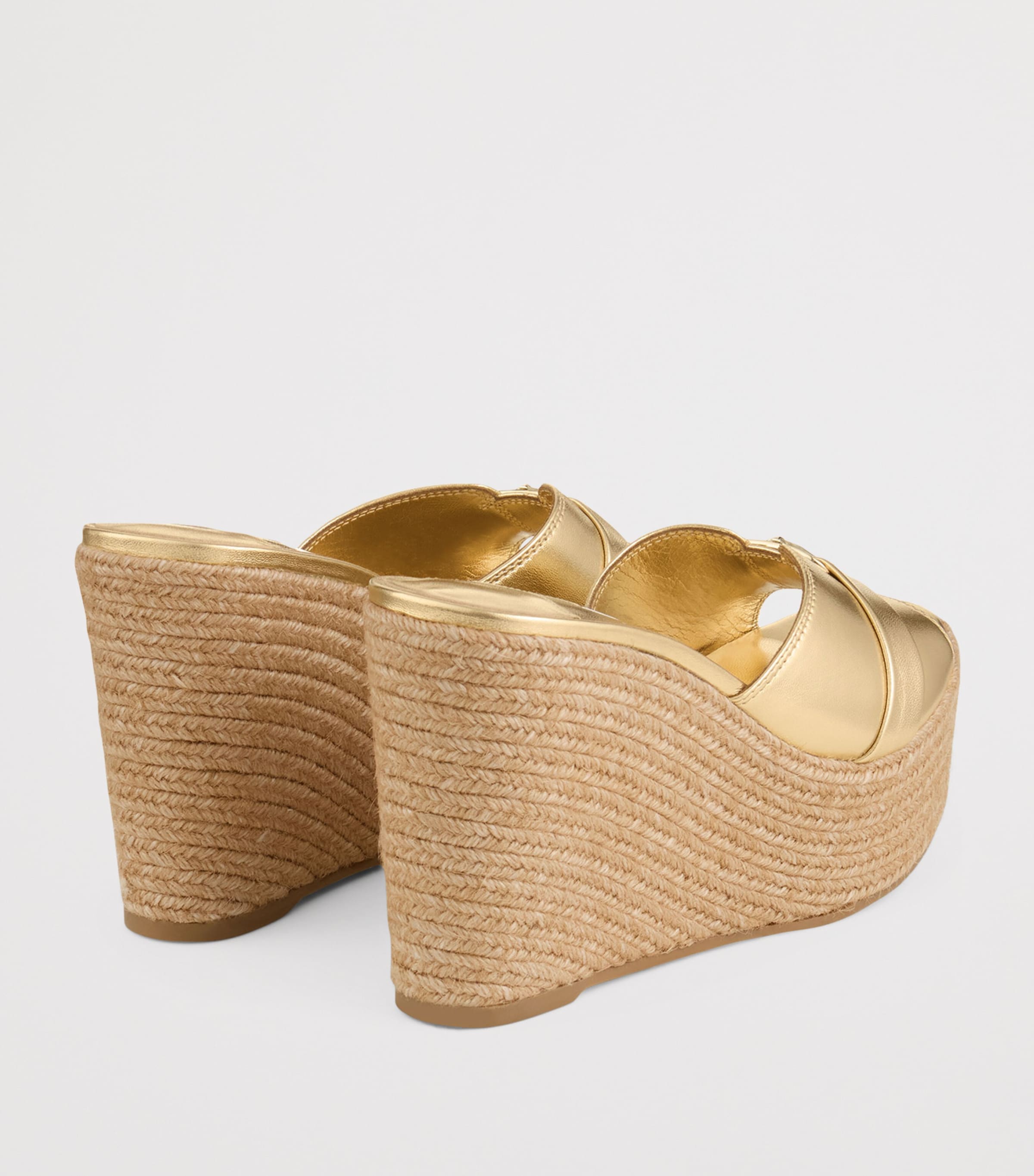 Jimmy Choo Leda 100 Leather Wedge Sandals Gold/gold Image 4
