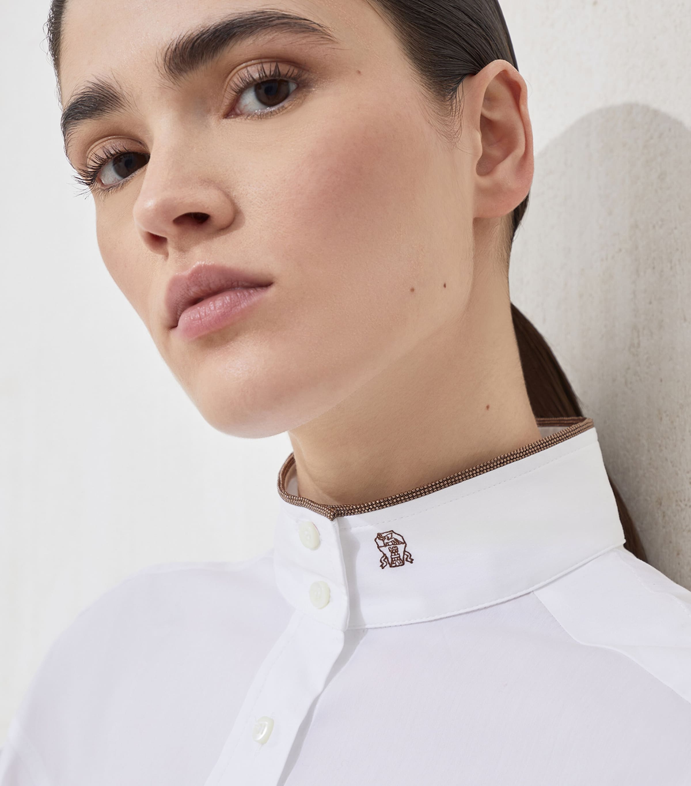 Cotton-Blend Balloon-Sleeve Shirt C159 Image 6